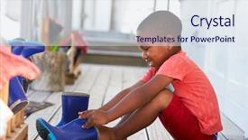  Presentation with montessori - Audience pleasing slides consisting of male pupil at montessori school backdrop and a sky blue colored foreground