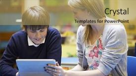  Presentation with digital literacy - Audience pleasing slide deck consisting of male pupil using digital backdrop and a coral colored foreground