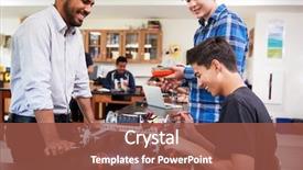  Presentation with robot vehicle - Audience pleasing presentation theme consisting of male pupils building robot backdrop and a tawny brown colored foreground