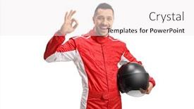  Presentation with background - Cool new presentation with male-racer-holding-a-helmet backdrop and a white colored foreground
