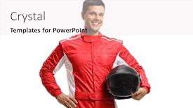  Presentation with cutout paper people standing around globe holding hands - Presentation theme consisting of male-racer-standing-and-holding background and a white colored foreground