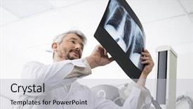  Presentation with radiologist - Presentation theme with male radiologist analyzing chest x background and a light gray colored foreground