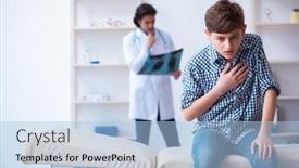  Presentation with radiologist - Audience pleasing slide deck consisting of male radiologist looking at boy's images backdrop and a light blue colored foreground