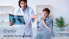  Presentation with radiologist - Colorful PPT layouts enhanced with male-radiologist-looking-at-boy backdrop and a light blue colored foreground