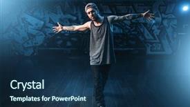  Presentation with dance - PPT theme consisting of male rapper in dance studio background and a navy blue colored foreground