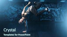  Presentation with rapper - Presentation design featuring male rapper in dance studio background and a navy blue colored foreground