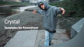  Presentation with rapper - Amazing PPT theme having male rapper posing backdrop and a gray colored foreground