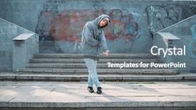  Presentation with urban - PPT theme with male rapper posing background and a gray colored foreground