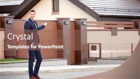  Presentation with real estate - Theme featuring male-real-estate-agent-near background and a coral colored foreground