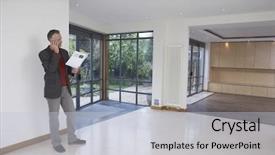  Presentation with property - PPT theme with sell house - full length of a male background and a light gray colored foreground