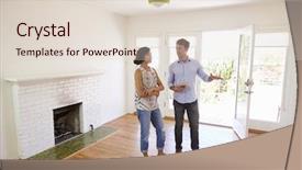  Presentation with realtor - Cool new presentation theme with male realtor showing female client backdrop and a lemonade colored foreground