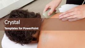  Presentation with young sing woman singing young - Slides enhanced with male receiving gua sha treatment background and a tawny brown colored foreground