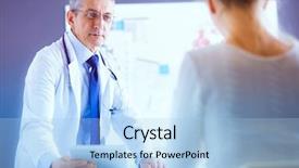  Presentation with doctor office - Presentation theme having male reproductive problems - doctor man with patient background and a light blue colored foreground