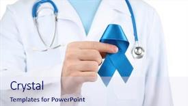  Presentation with blue ribbon - PPT layouts featuring male reproductive system - doctor holding blue ribbon background and a sky blue colored foreground