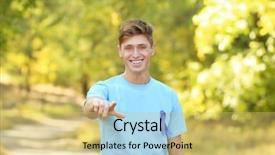  Presentation with cancer prostate - Presentation design featuring male reproductive system - young man in t-shirt background and a yellow colored foreground