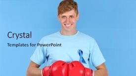  Presentation with cancer prostate - Cool new PPT theme with male reproductive system - young man in t-shirt backdrop and a light blue colored foreground