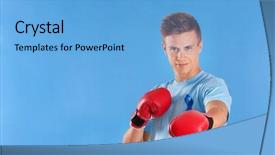  Presentation with blue ribbon - Amazing slide set having male reproductive system - young man in t-shirt backdrop and a  colored foreground