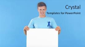  Presentation with prostate cancer - Audience pleasing slide deck consisting of male reproductive system - young man in t-shirt backdrop and a  colored foreground