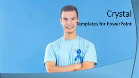  Presentation with cancer prostate - Slide set having male reproductive system - young man wearing t-shirt background and a light blue colored foreground