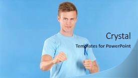  Presentation with prostate cancer - PPT layouts with male reproductive system - young man wearing t-shirt background and a  colored foreground