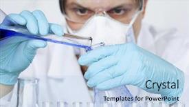  Presentation with scientific research - PPT layouts having male researcher carrying out scientific background and a  colored foreground