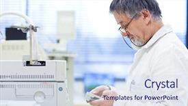  Presentation with scientific research - Audience pleasing presentation design consisting of male researcher carrying out scientific backdrop and a sky blue colored foreground