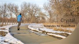  Presentation with lake front - Presentation theme having male-rider-is-commuting background and a coral colored foreground