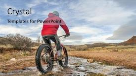  Presentation with mountain stream - Audience pleasing theme consisting of male riding a fat bike backdrop and a light blue colored foreground