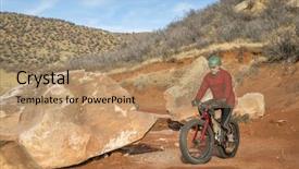  Presentation with wash - Amazing PPT layouts having male riding a fat bike backdrop and a coral colored foreground