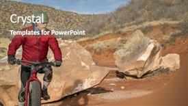  Presentation with mountain bike - Slide deck consisting of male riding a fat bike background and a coral colored foreground