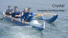  Presentation with to race - Presentation consisting of male rowers paddling outrigger canoe background and a light blue colored foreground
