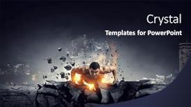  Presentation with runner - Slide set featuring male-runner-against-cityscape-mixed background and a  colored foreground