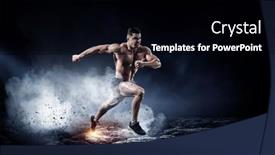  Presentation with runner - Slide set featuring male-runner-against-dark-background background and a black colored foreground