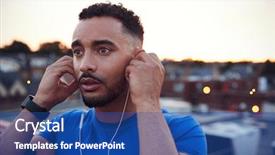 Presentation with runner - Presentation consisting of male runner in urban setting background and a ocean colored foreground