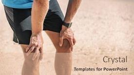  Presentation with tired runner - PPT theme consisting of male-runner-resting-taking background and a lemonade colored foreground