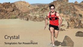  Presentation with marathon man - Beautiful PPT theme featuring male runner running sprinting fast backdrop and a coral colored foreground