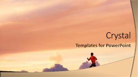  Presentation with running - Cool new slides with male runner silhouette man running backdrop and a coral colored foreground