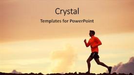  Presentation with running - Amazing PPT layouts having male runner silhouette man running backdrop and a coral colored foreground