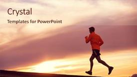  Presentation with running women shoes silhouette - PPT layouts enhanced with male runner silhouette man running background and a lemonade colored foreground