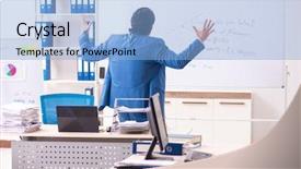  Presentation with whiteboard - Cool new PPT theme with male sales analyst in front backdrop and a  colored foreground