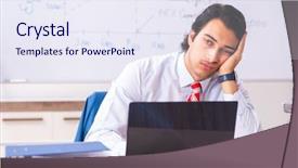  Presentation with whiteboard - Cool new slides with male sales analyst in front backdrop and a  colored foreground