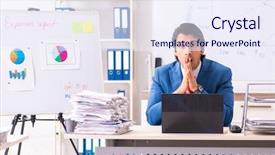  Presentation with sales - Theme enhanced with male sales analyst in front background and a sky blue colored foreground