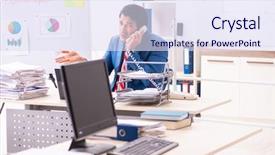  Presentation with whiteboard - Colorful presentation design enhanced with male sales analyst in front backdrop and a  colored foreground