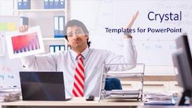  Presentation with service is sales - Slide set enhanced with male sales analyst in front background and a sky blue colored foreground