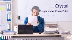  Presentation with sales - PPT layouts consisting of male sales analyst in front background and a  colored foreground