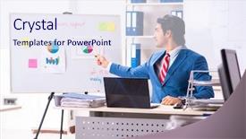  Presentation with whiteboard - Colorful PPT layouts enhanced with male sales analyst in front backdrop and a  colored foreground