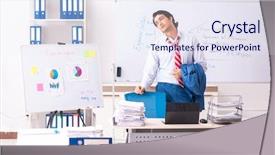  Presentation with whiteboard - PPT theme consisting of male sales analyst in front background and a  colored foreground