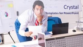  Presentation with whiteboard - PPT theme featuring male sales analyst in front background and a  colored foreground