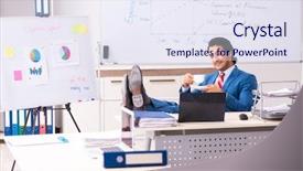  Presentation with sales ethics - Beautiful slides featuring male sales analyst in front backdrop and a  colored foreground