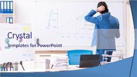  Presentation with sales - Presentation theme consisting of male sales analyst in front background and a sky blue colored foreground